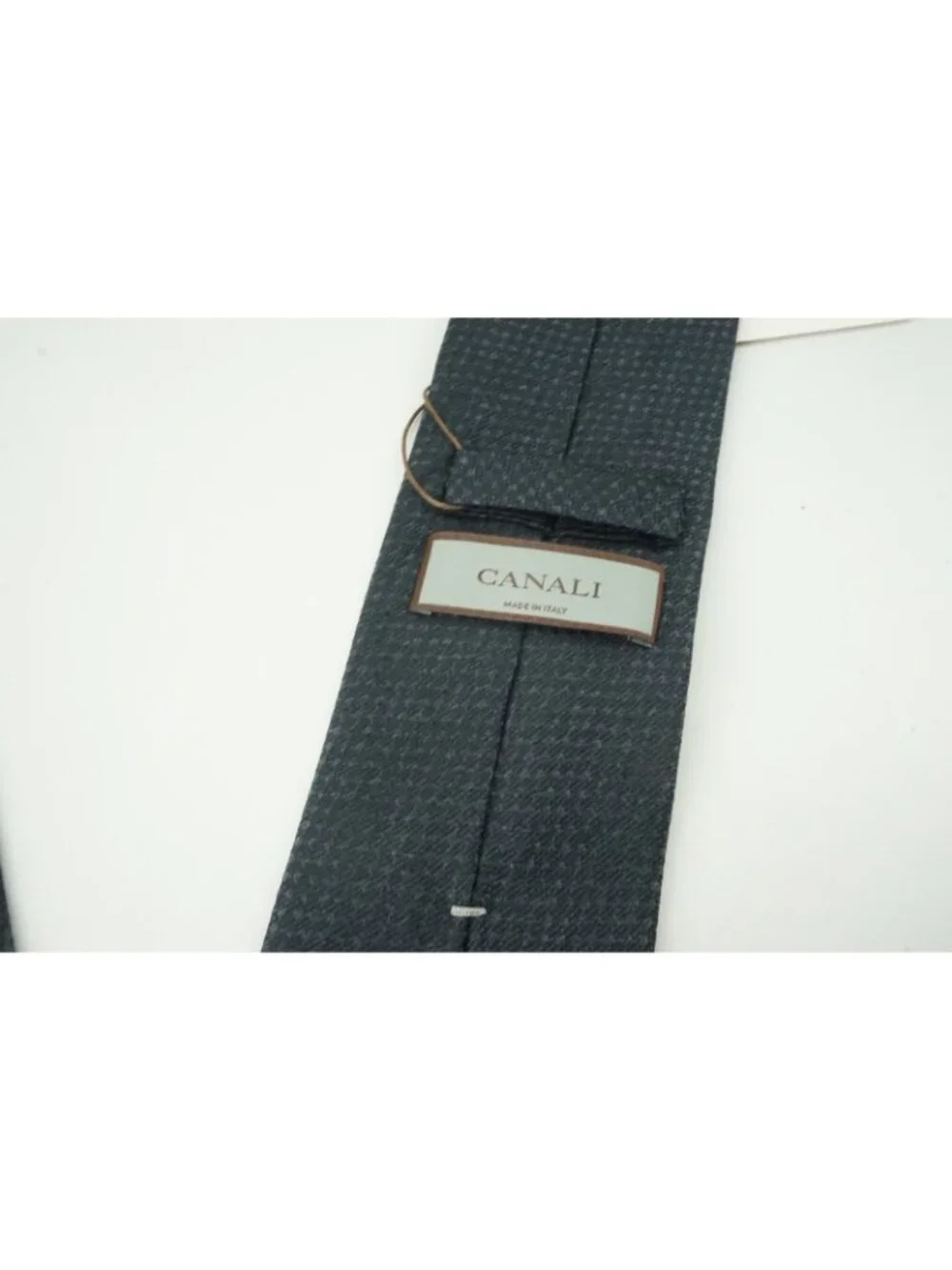 Canali Gray Denim Woven Polka Dot 100% Silk Tie Brand New With Tags